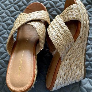 Report Footwear Tan Delia Wrapped Espadrille Wedge
